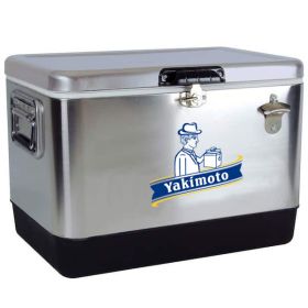 Yakimoto Ice Chest Beverage Beer Cooler Box With Bottle Opener, 51L/54Qt Stainless Steel Portable Insulated Ice Bucket, Sturdy And Leak-proof, For Cam