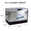 Yakimoto Ice Chest Beverage Beer Cooler Box With Bottle Opener, 51L/54Qt Stainless Steel Portable Insulated Ice Bucket, Sturdy And Leak-proof, For Cam