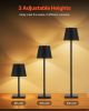Cordless Table Lamp, 2-Pack, 5200mAh Built-in Rechargeable Battery Desk Lamp, Stepless Dimming Up, 3 Adjustable Heights, Detachable Lampshade for Bott
