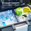 104 Quart Large Capacity Outdoor Cooler Cart, Patio Rolling Ice Chest with Bottle Opener Shelves Wheels, Gray