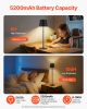 Cordless Table Lamp, 2-Pack, 5200mAh Built-in Rechargeable Battery Desk Lamp, Stepless Dimming Up, 3 Adjustable Heights, Detachable Lampshade for Bott