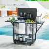 104 Quart Large Capacity Outdoor Cooler Cart, Patio Rolling Ice Chest with Bottle Opener Shelves Wheels, Gray
