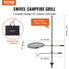 Swivel Campfire Grill, Fire Pit Grill Grate over Fire Pits, Heavy Duty Steel Grill Grates, 360° Adjustable Open Fire Outdoor Cooking Equipment, Portab
