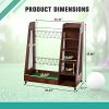 35.5" x 18" x 40" Wooden Golf Bag Organizer with Wheels Stylish Golf Storage Rack Holds 2 Golf Bags, Gray