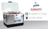 Yakimoto Ice Chest Beverage Beer Cooler Box With Bottle Opener, 51L/54Qt Stainless Steel Portable Insulated Ice Bucket, Sturdy And Leak-proof, For Cam