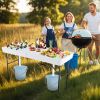 5 FT Folding Ice Cooler Table with Double Sinks for Camping Party Picnic Wedding