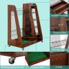 35.5" x 18" x 40" Wooden Golf Bag Organizer with Wheels Stylish Golf Storage Rack Holds 2 Golf Bags, Gray