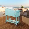 80 Quart Rolling Ice Chest, Portable Bar Drink Cooler with Catch Basin, Bottom Storage Tray and Bottle Opener for Patio Party BBQ Beach Activities