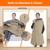 USB Heated Blanket Electric Heated Poncho Shawl Wrap Throw with Zipper Arm Holes Pocket 3 Heating Levels 6 Zones Dual Switch 5V/2A Machine Washable fo
