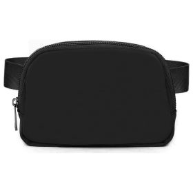 Sport Fanny Pack Unisex Waist Pouch Belt Bag Purse Chest Bag for Outdoor Sport Travel Beach Concerts Travel 20.86in-35.03in Waist Circumference with A (Black: Black)