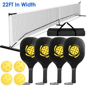 1Set Portable Pickleball Net Set 22ft Regulation Size Net Pickle Ball Net System With 4 Pickleballs 4 Paddles Carrying Bag For Driveway Yard (Black: Black)