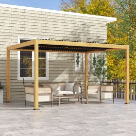 Louvered Pergola with Adjustable Roof (Black: Black, Natural-2320x250x230 mm)