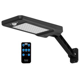 Solar Wall Light Outdoor 60LEDs PIR Motion Sensor Remote Control Wireless Lamps IP65 Waterproof Lighting for Garage Front Door Garden Pathway (Black: Black)