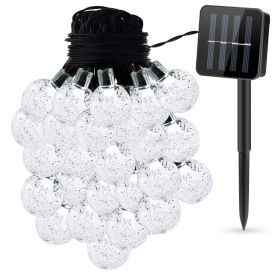 Globe String Solar Lights 30 Ball LED Fairy Solar Lamps 8 Lighting Modes IP65 Waterproof Decorative Lights w/ Stake Garden Lawn Flower Trees Patio Gar (Black: Cold)
