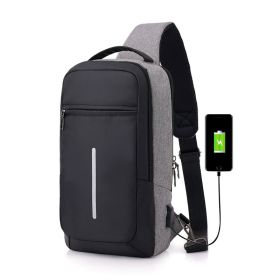Anti-theft USB charging chest bag with you (Black: Dark grey)