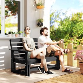 Patio Glider Bench w/ HDPE Slatted Double Rocking Chair (Black: Black-1200x280x715 mm)
