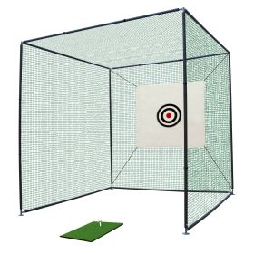 10X10X10FT Golf Practice Net Cage With Metal Frame Hitting Net Kit Indoor Outdoor (Black: 10X10X10 ft)
