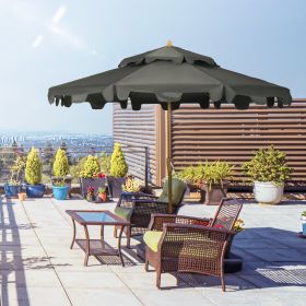 9' Patio Umbrella with Push Button Tilt and Crank (Black: Dark Gray-1520x150x150 mm)
