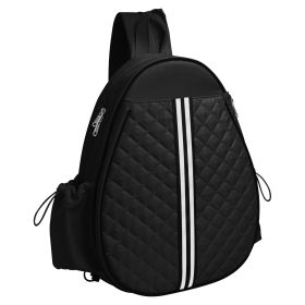 2 Color Options -- Pickleball Sling Bag For Men Women Waterproof Badminton Tennis Backpack With Wet Pocket Hidden Fence Hook Machine Washable (Black: Black)