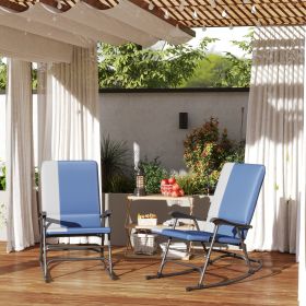 Outdoor Rocking Chairs Set of 2 (Black: Dark Blue-1185x295x720 mm)