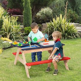 Sand & Water Table with Sandbox (Black: Multi Color-1010x450x170 mm)
