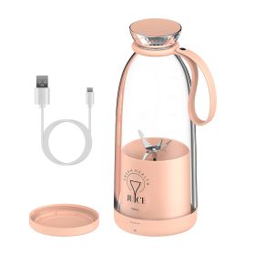 2-in-1 16.9OZ Portable Fruit Blender Electric Rechargeable Juice Cup for Shakes Smoothies Juice Personal Fruit Mixer with 6 Blades (Black: Pink)
