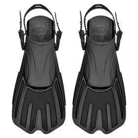 Swim Snorkel Short Fins Flippers Adjustable Open Heel Flippers for Men Women Youth Swimming Scuba Dive (Black: L_XL)