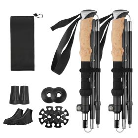 2Pcs Walking Sticks Collapsible Hiking Poles Folding Aluminum Trekking Poles Adjustable Hiking Sticks with EVA Foam Grips for Backpacking Hiking Mount (Black: Black)