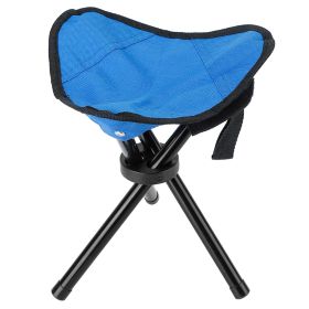 Folding Tripod Stool Outdoor Foldable Travel Chair Portable Stable Seat For Camping Fishing Travel Hiking Garden Beach (Black: Blue)