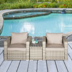 3 Piece Patio Furniture Set (Black: Cream White-810x470x655 mm)