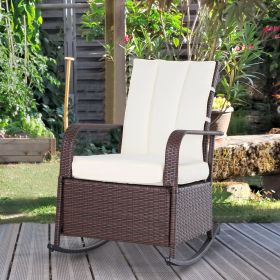 PE Rocking Recliner with Footrest (Black: Mixed Brown/Cream White-840x260x690 mm)