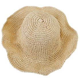 Ladies Summer Sun Hats Women Wide Brim Straw Floppy Panama Cap Roll up Beach Hat Packable Summer Cap For Women (Black: Beige)