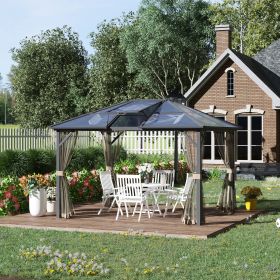 10' x 12' Hardtop Gazebo Canopy with Polycarbonate Roof (Black: gray-2190x370x300 mm)