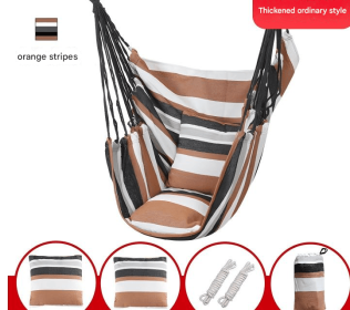 One-piece Coffee Striped Hammock Classic, Versatile, Comfortable, Durable, And A Must-have For Outdoor Leisure. (Black: 1PC)