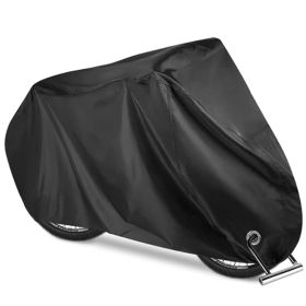Outdooráterproof Bike Cover Dust Wind Rain Sun Proof UV Protection Bicycle Covers w/ Lock Hole For Mountain Road Electric Bike (Black: L)