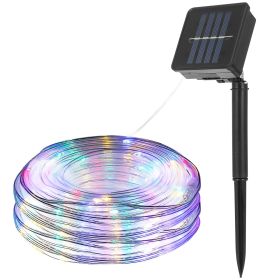 Solar Powered String Lights Outdoor 39.37FT 100 LED 8 Modes Solar Fairy Rope Lamp IP65 Waterproof Decorative Lights For Home Garden Parties (Black: Color)