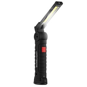 Rechargeable COB LED Slim Work Lights Folding Magnetic Flashlight Torch Lamp (Black: Big)