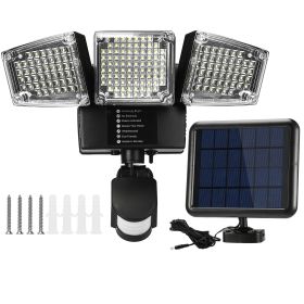 Solar Lights Outdoor 188 LEDs 1600lm Solar Security Lights Motion Sensor Lights 270)ghting Angle Waterproof Dusk to Dawn Solar Wall Lights 360¯tat (Black: Black)