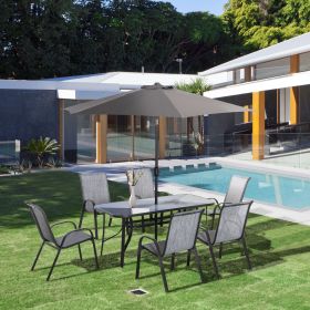 8 Pieces Patio Furniture Set with Patio Umbrella (Black: Dark Gray-1550x950x100 mm)