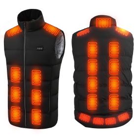 Heated Vest Men Women Heated Jacket with 23 Heating Zones 3 Heat Levels USB Powered Machine Washable for Winter Hiking Skiing Skating Outdoor Activiti (Black: 2XL)