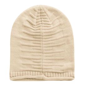 Unisex Knit Beanie Hat Winter Warm Hat Slouchy Baggy Hats Skull Cap 5 Colors (Black: Beige)