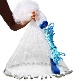 Fishing Cast Net Bait Trap Easy Throw Heavy Duty Hand Cast Net With Chain Sinker Bottom Spread (Black: 6FT)