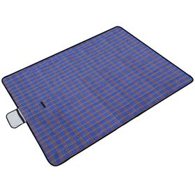 60" x 78" Waterproof Picnic Blanket Handy Mat with Strap Foldable Camping Rug for Camping Hiking Grass Travelling (Black: Blue)