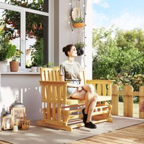 2-Person Patio Swing Glider Bench with Quick Drying Design and Wide Armrest (Black: Khaki-1135x625x175 mm)