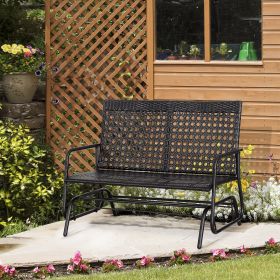 Patio 2-Person Glider Bench Rocking Chair (Black: Black-1160x605x165 mm)