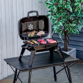 14" Portable Charcoal Grill (Black: Black-525x390x190 mm)