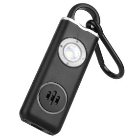 Rechargeable Personal Safety Alarm Portable 130dB Self-defense Siren with Strobe Light LED Light Carabiner Emergency Escape Tool for Women Kids Elderl (Black: Black)