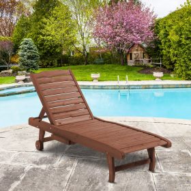 Chaise Lounge Chair Outdoor Pool Lounge Chair with 3-level Adjustable Backrest (Black: Brown Red-1660x660x105 mm)