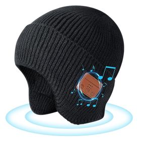 Wireless V5.0 Beanie Hat with Headphones Winter Stylish USB Rechargeable Music Beanie Headset Gift for Music Lovers Men Women Machine Washable (Black: Black)