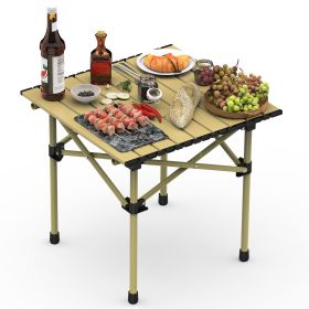 Folding Camping Table Portable Lightweight Carbon Steel Roll-up Picnic BBQ Desk with Carry Bag Heavy Duty for Outdoor Beach Backyard Party Patio Campi (Black: 51_53CM)